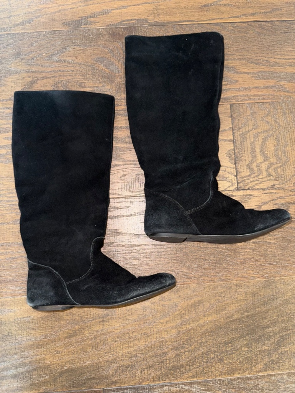 Steve Madden Black Faux Suede Knee High Flat Boots Size 6